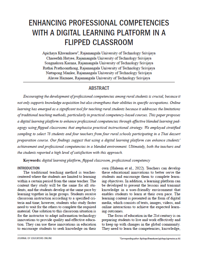 Enhancing Professional Competencies with a Digital Learning Platform in a Flipped Classroom